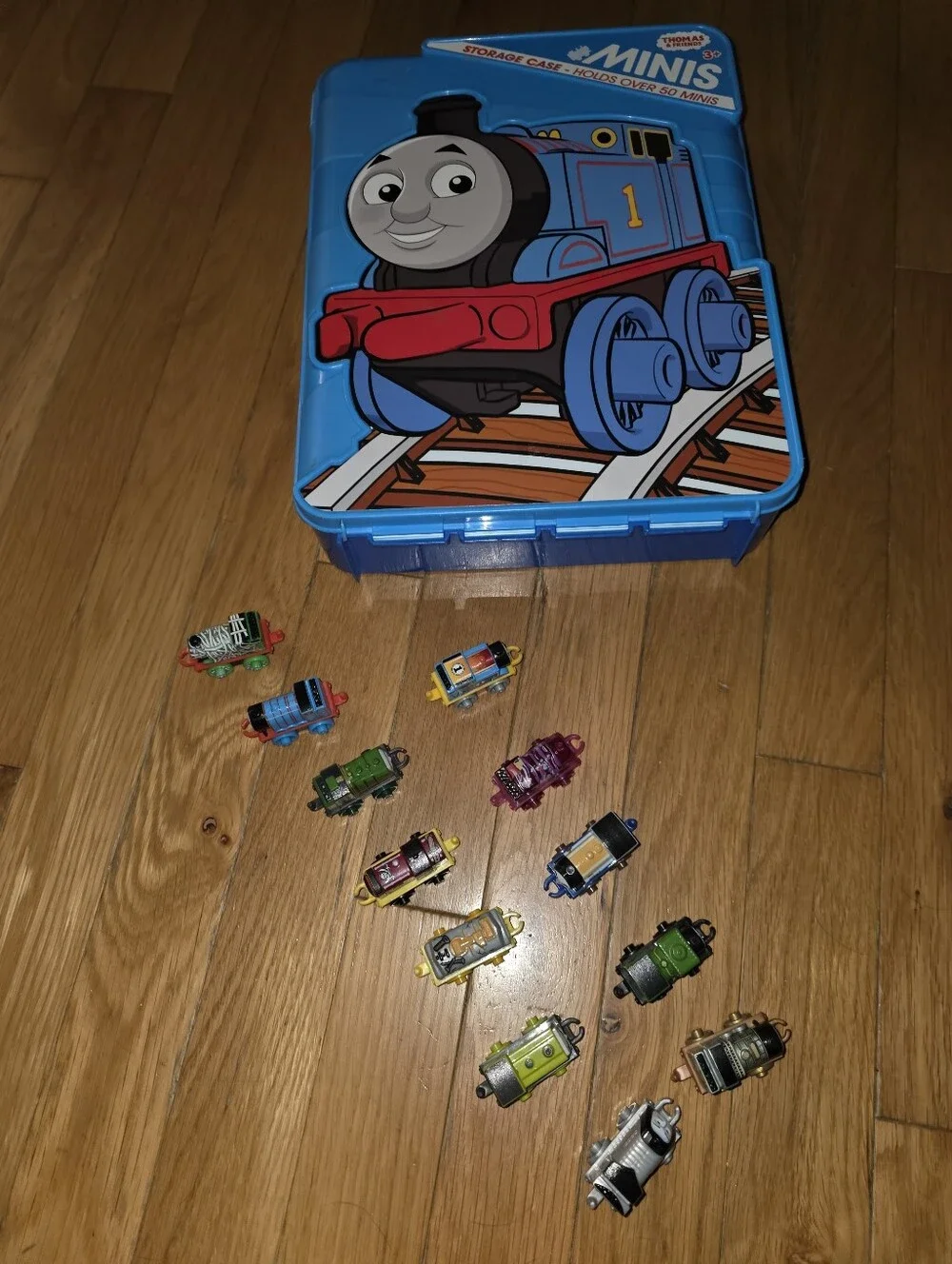 Thomas & Friends Blue Train Storage Case 12 Mini Locamotives Pieces Lot BUNDLE